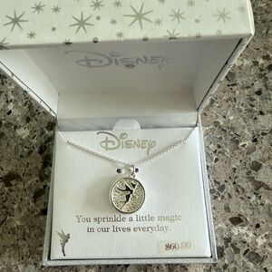 Disney Silver plated Tinkerbell Charm Necklace You Sprinkle Magic In Our Lives
